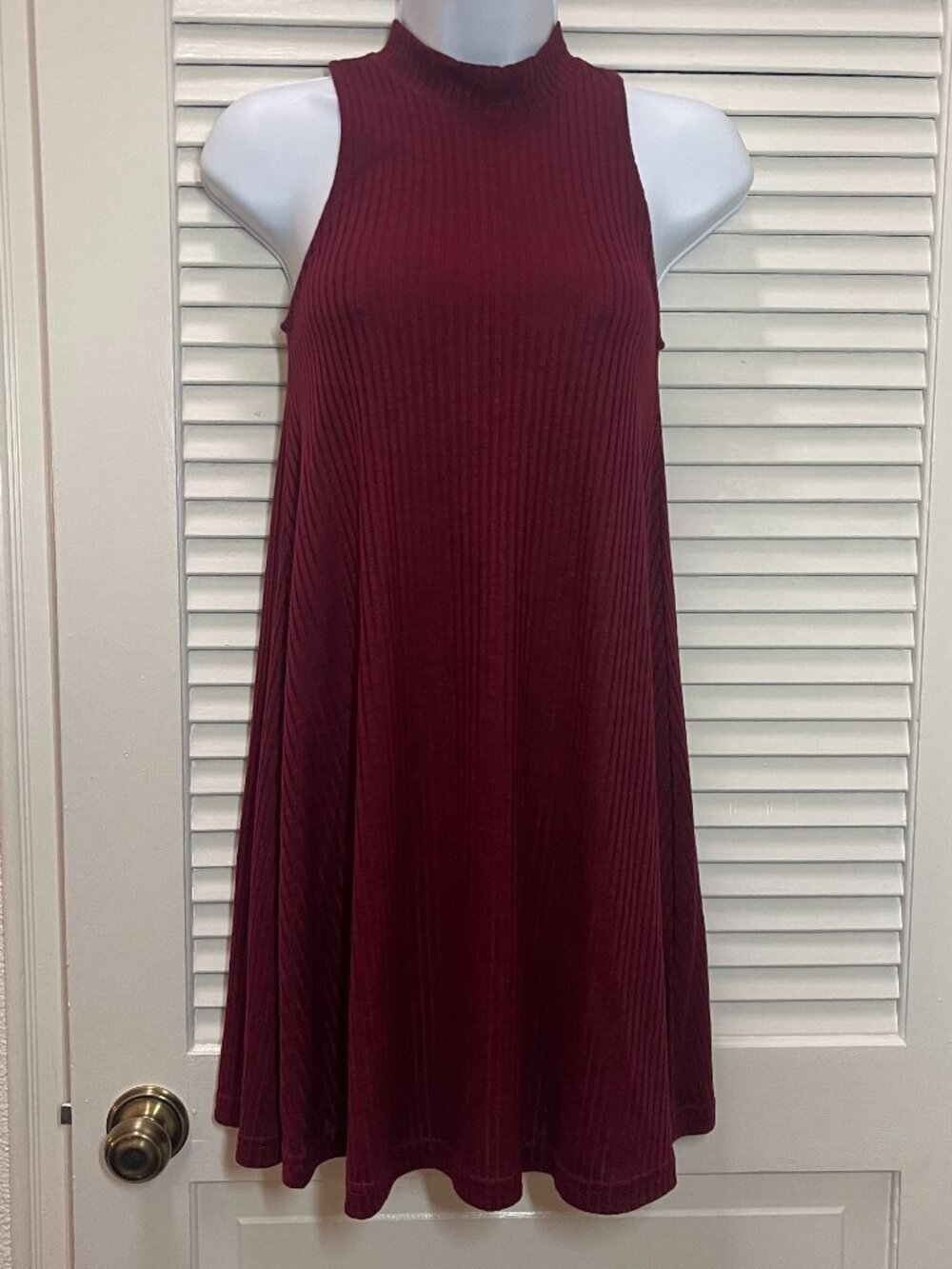 Hollister Burgundy Ribbed Mock Neck Swing Dress XS NWT